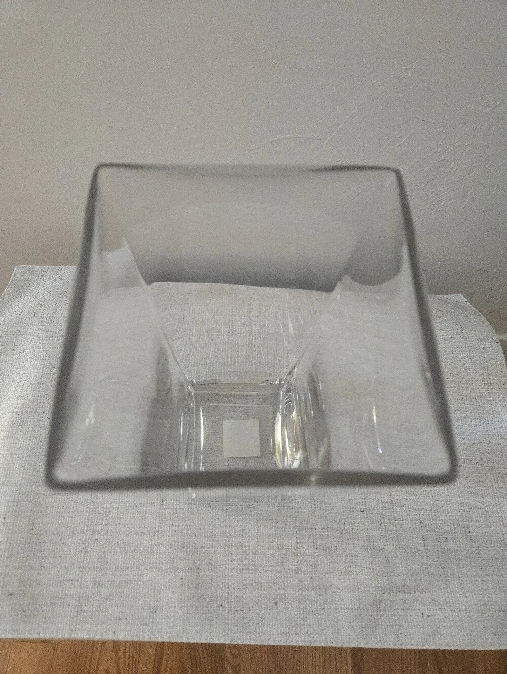 Clear Glass Square Tapered Vase Heavy Thick Glass